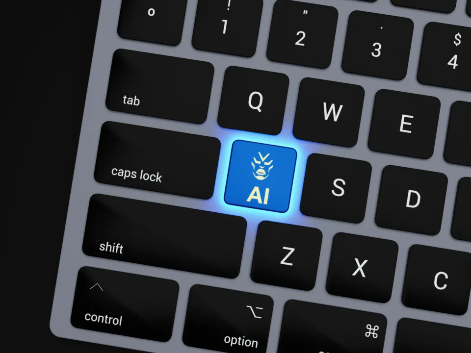 a-close-up-of-a-keyboard-with-a-blue-button